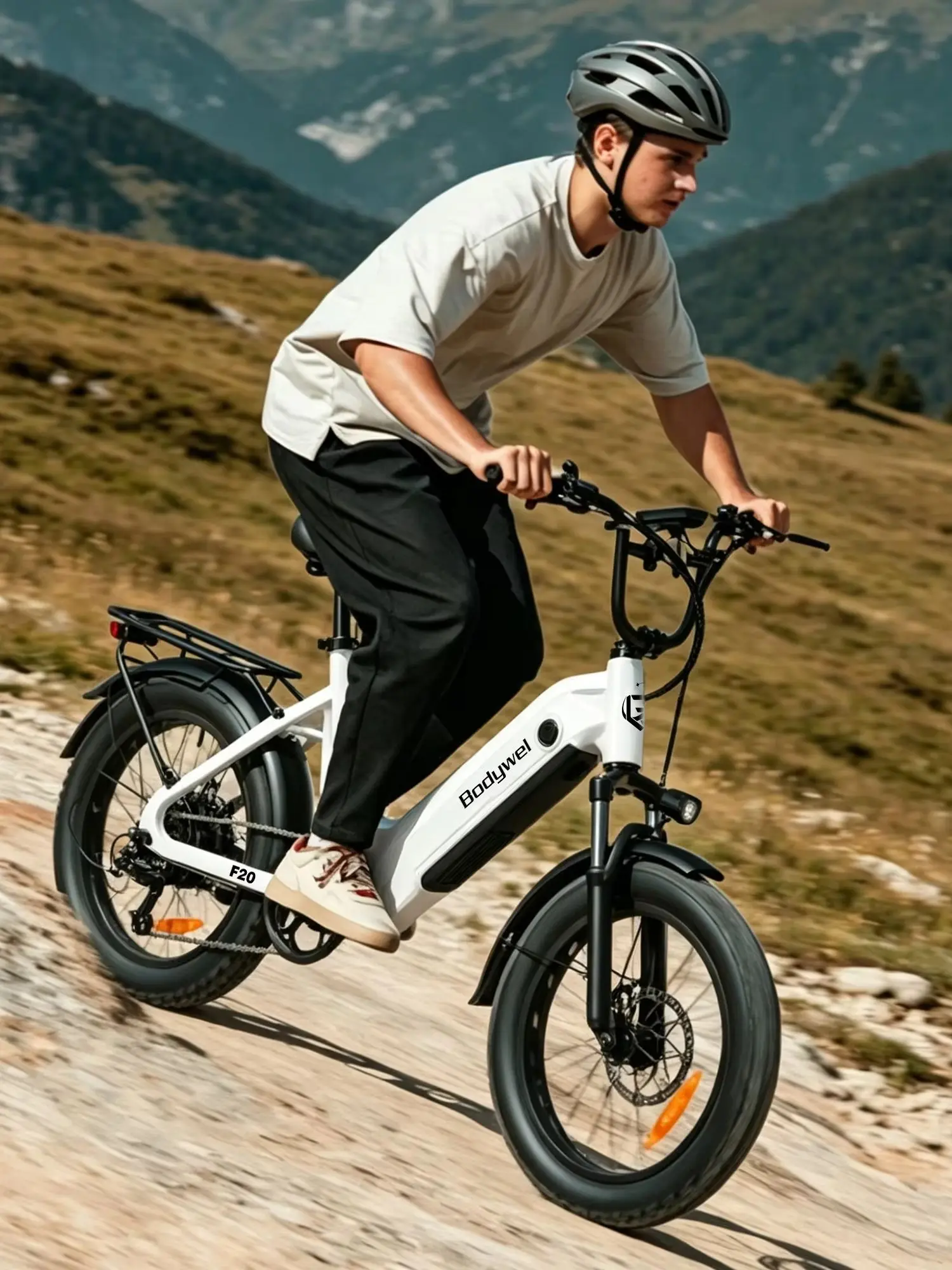 Bodywel F20 250W Elektrofahrrad 20' X 3.0' Fat-Reifen 48V 15Ah Abnehmbarer Akku Reichweite bis zu 80km Tretlader City Commuter E-Bike