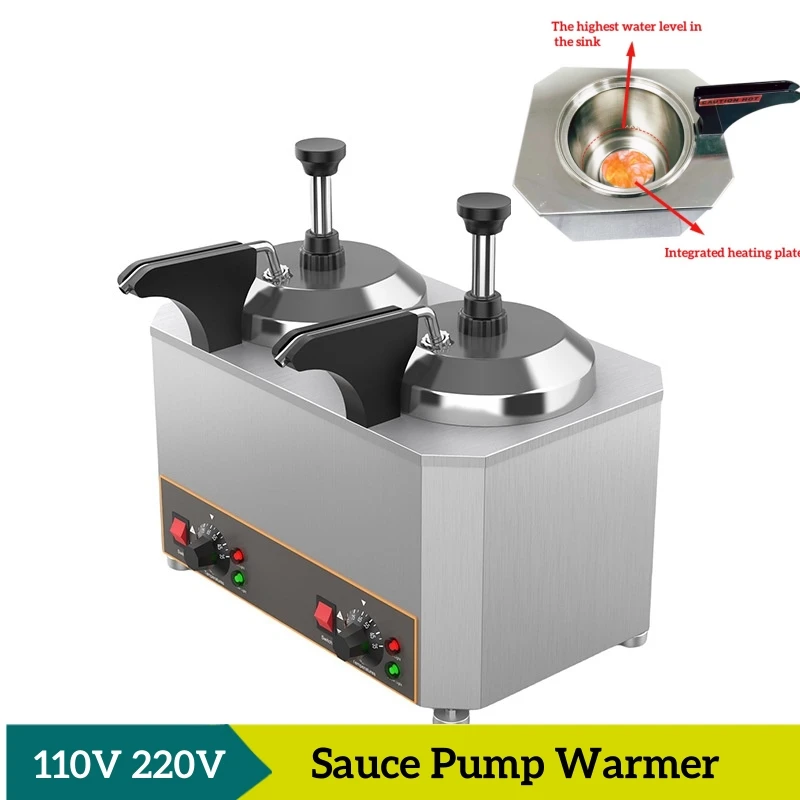 Commercial 2-tank Hot Cheese Jam Chocolate Sauce Tomato Sauce Warmer Machine Pump Type Sauce Warmer Machine
