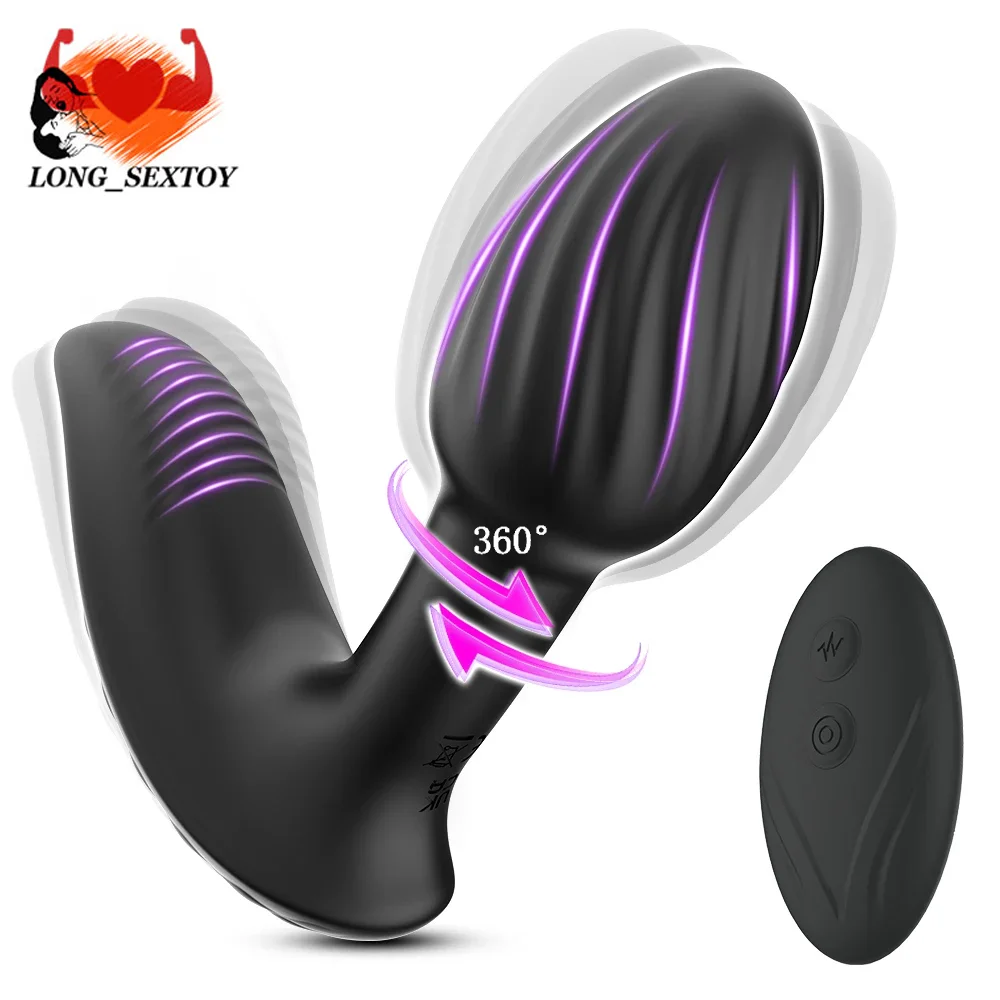 Wireless Remote 9 Modes Anal Plug Vibrator 360 Rotation Wearable Vibrating Butt Plugs Prostate Massage Adult Sex Toys For Women