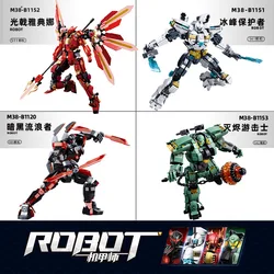 Creativity  Armored Samurai Mech Robot Classic Model Bricks,DIY Action Figure Building Blocks Sets，Assemble Children Toys Gifts