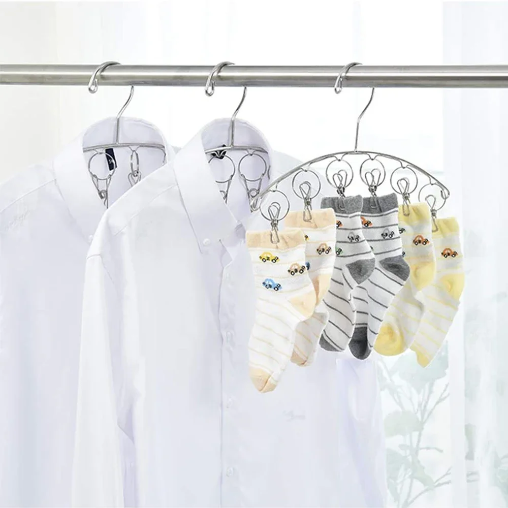 Foldable Laundry Hangers Socks Drying Hanger with 32 Clips Socks Underwear Rack Multifunctional Hanging Drying Rack