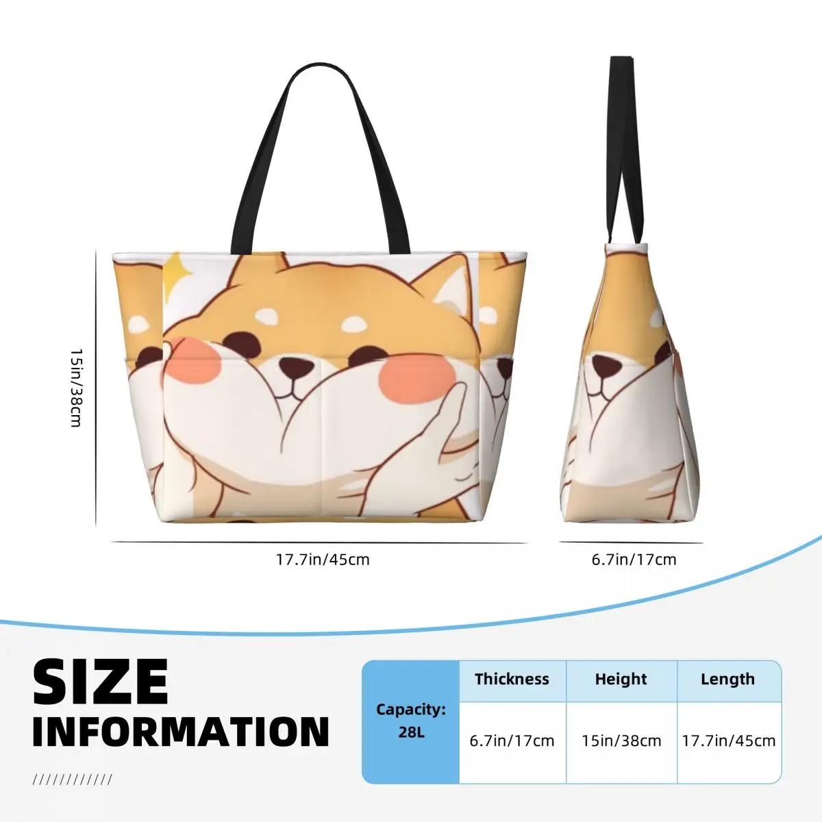 Kawaii Shiba Inu Strand Reistas, Draagtas Modieuze Praktische Reis Schoudertas Multi-Stijl Patroon