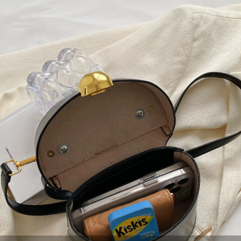 Shoulder Bag PU Leather Texture Bags for Women Small Mini Bucket Bag Summer Trend All-match 2023 New Crossbody Bag Solid Color