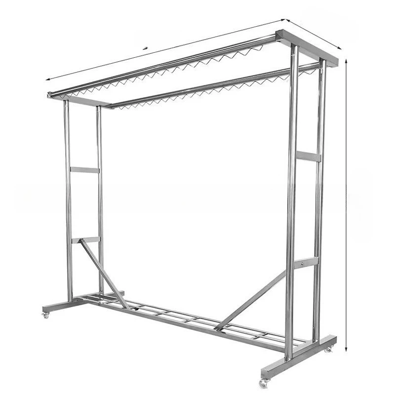 

Extra thick stainless steel drying rack Floor-to-ceiling windproof movable drying rack Super load-bearing double-rod quilt