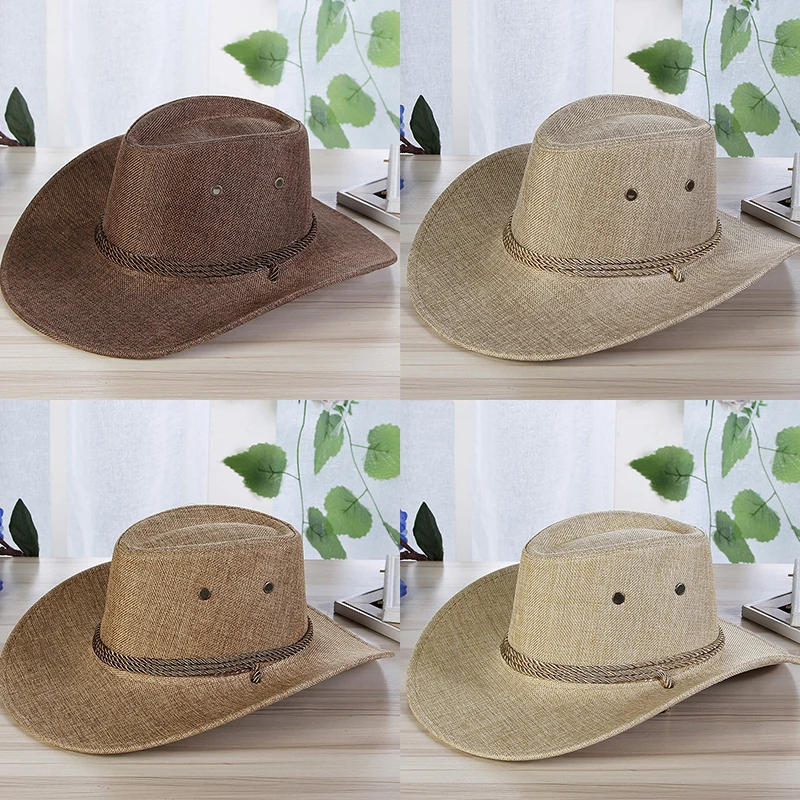 Summer Fashion Cowboy Hat Bohemian Accessories Denim Straw Hat Men\'s Women\'s Outdoor Travel Beach Hat Unisex Western Cowboy Hat