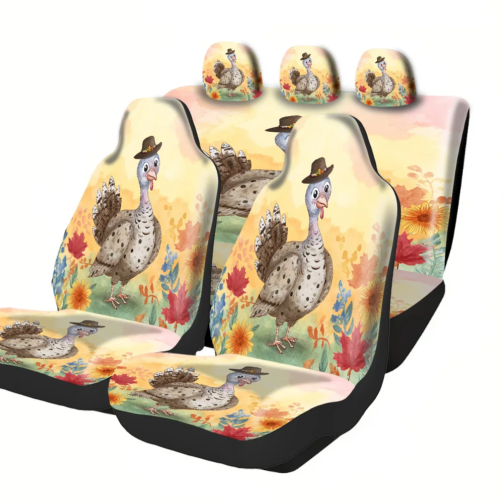 

2-5 Seat Set Car Seat Covers - Black War Horse Print, Polyester Fabric, Easy Install & Washable, Non-Slip & Absorbent, Universal
