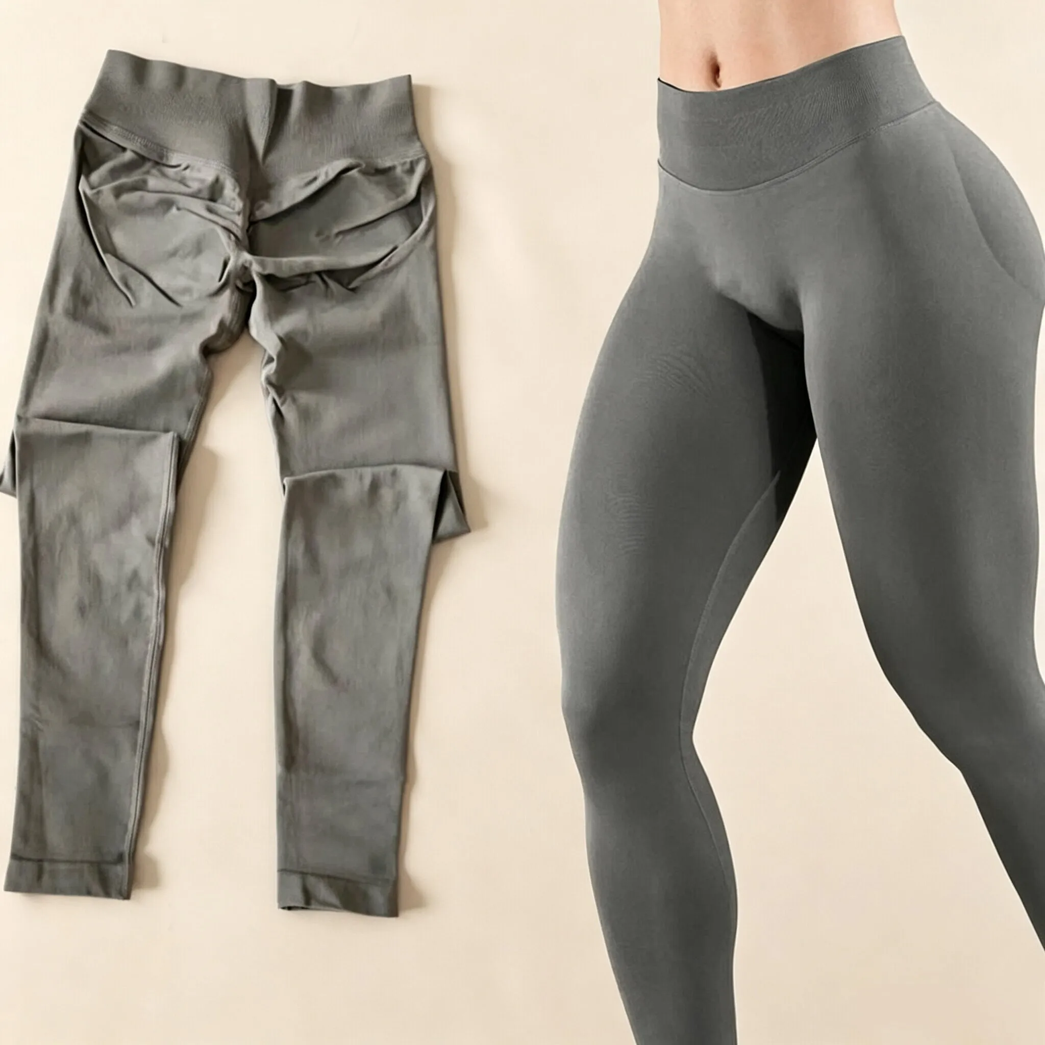 Dneyf 1D-3Y-2F Nahtlose Yoga-Leggings mit Po-Lifting-Effekt für Damen, hohe Taille, hohe Dehnbarkeit, schnelltrocknend, ideal zum Training, Laufen, für das Fitnessstudio und als lange Sporthose. – Detail 25