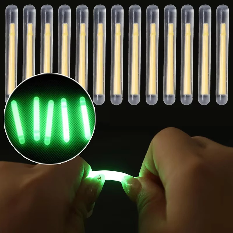 50/100Pcs Fishing Light Stick Glow in Dark Rod Tip Lights Fluorescent Night Fishing Luminous Bobber Bait Attractors2.2/3/4/4.5mm