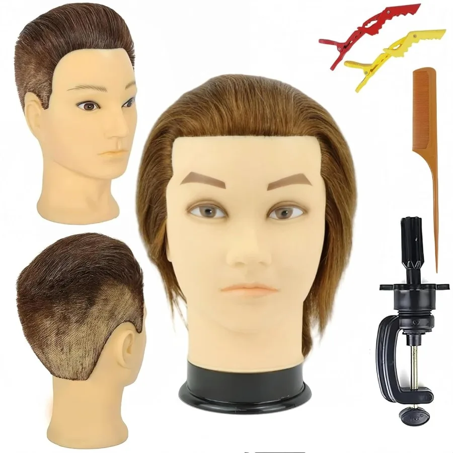 

Mannequin Head Human Hair for Hair Styling Barber Practice Realistic Male Mannequin Head with Natural Hair Texture Ideal for Co