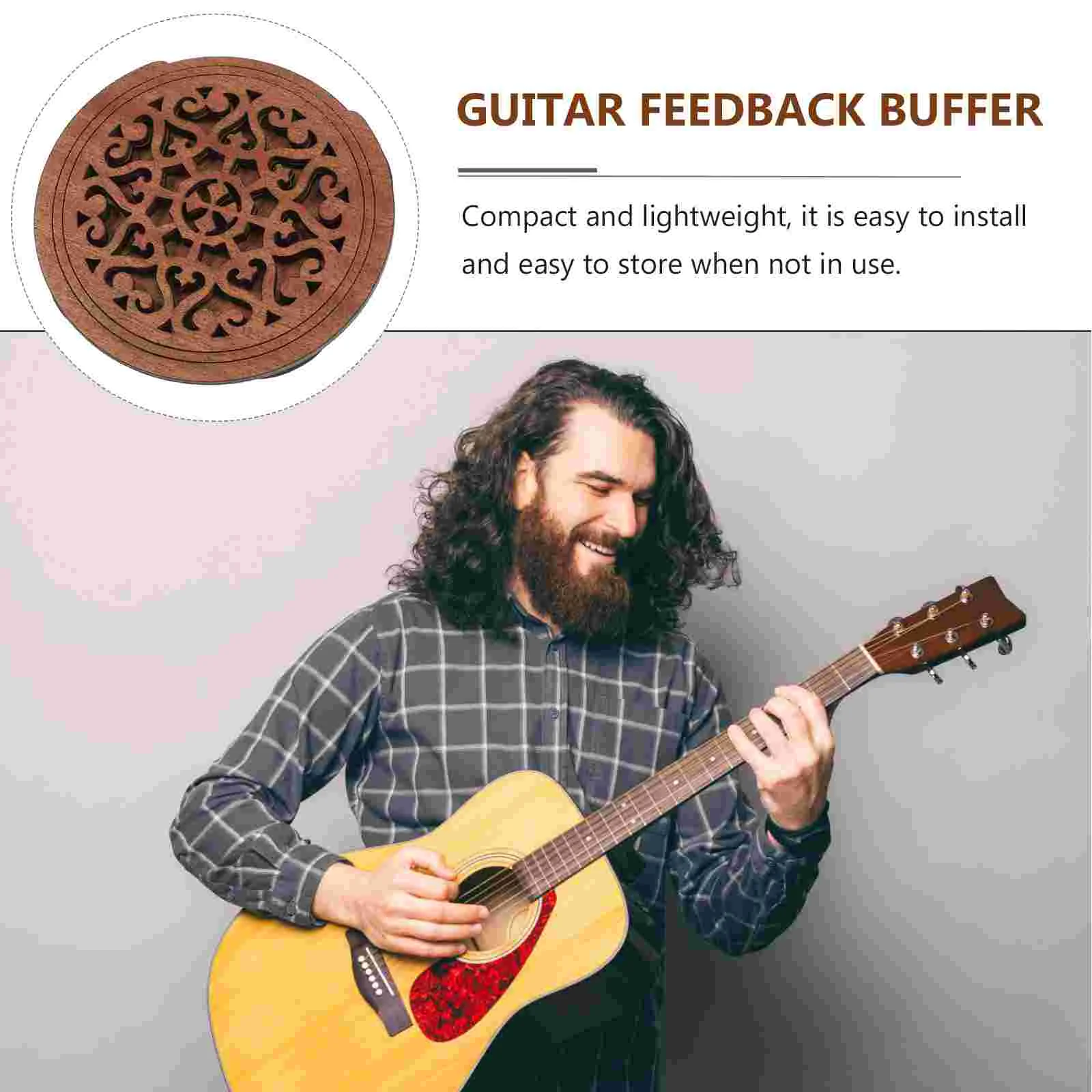 Guitar Sound Hole Cover Noise Reducer Resonator Parts Soundhole Wooden Covers for Feedback Buffer