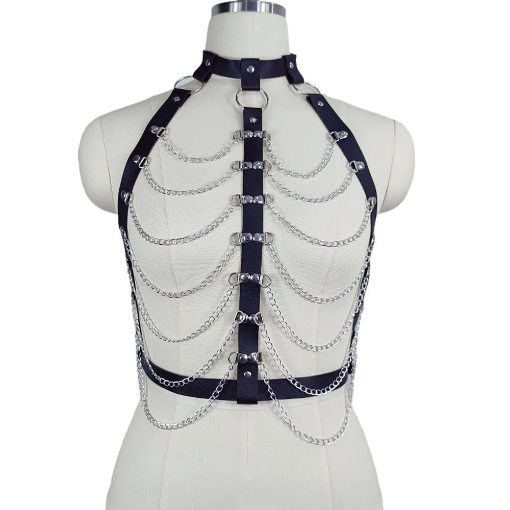 Sexy Lederen Body Chain Harnas Riem Vrouwen Bondage Lingerie Bretels Mode Borst Riem Riem Gothic Rave Kleding Accessoires