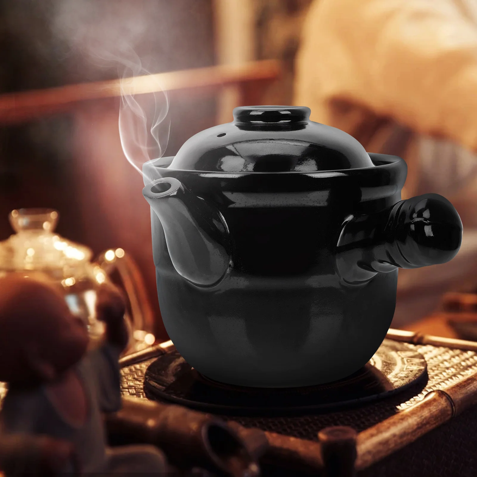 

Ceramic Casserole Skillet Chinese Medicine Pot Kitchen Cooking Utensil High Temperature Resistant Retro Handle Multi Functional