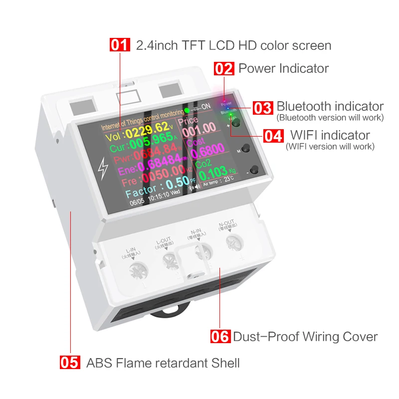 100A WIFI Din szyna inteligentny przełącznik zdalnego sterowania AC 220V 110V cyfrowy miernik częstotliwości mocy Volt Amp Kwh