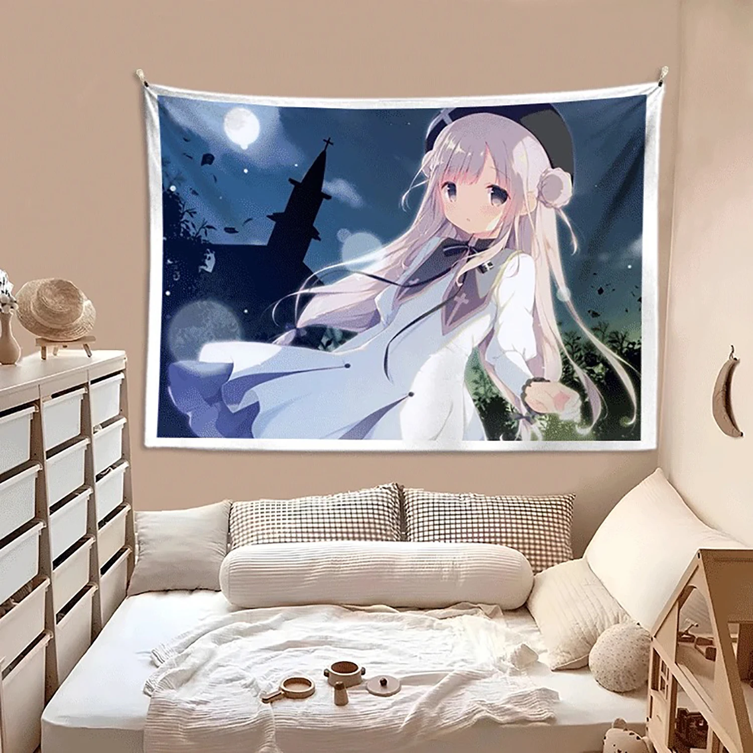 Kawaii-Stil Mädchen hängen Tuch Cartoon Schlafsaal Schlafzimmer Nachttisch Wandteppich Hintergrund Tuch Miethaus dekorative Tuch
