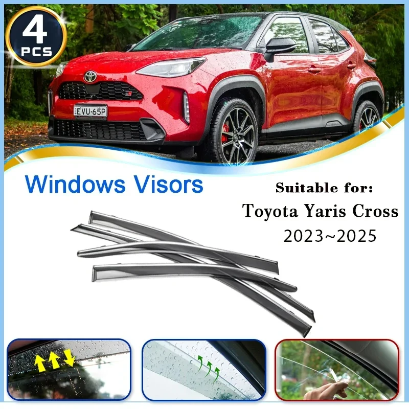 

For Toyota Yaris Cross GR 2023 2024 2025 Car Window Visors Waterproof Wind Rain Visors Deflector Shades Shelter Auto Accessories