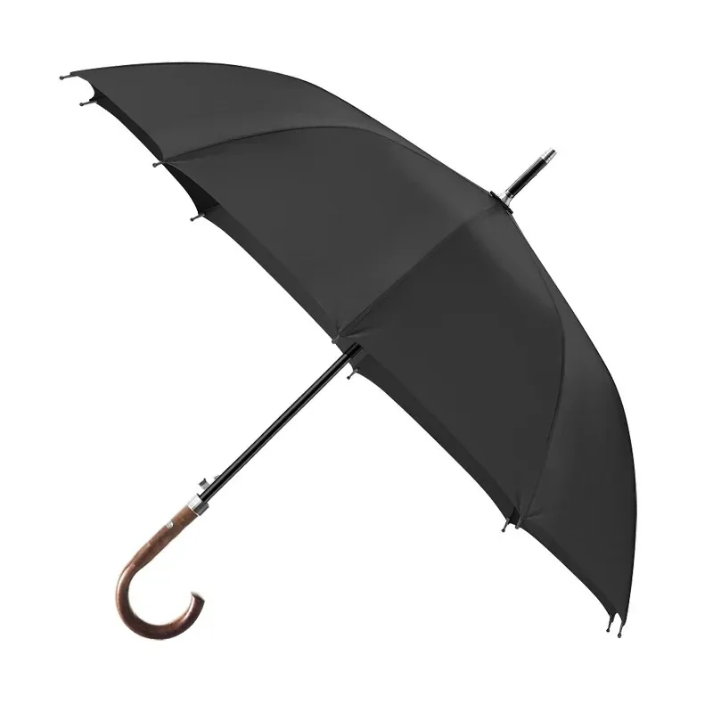 Big Long Umbrella Men Business Log Handle Automatic 110cm Large Golf Wooden Umbrella Rain Windproof 10 Ribs Paraguas