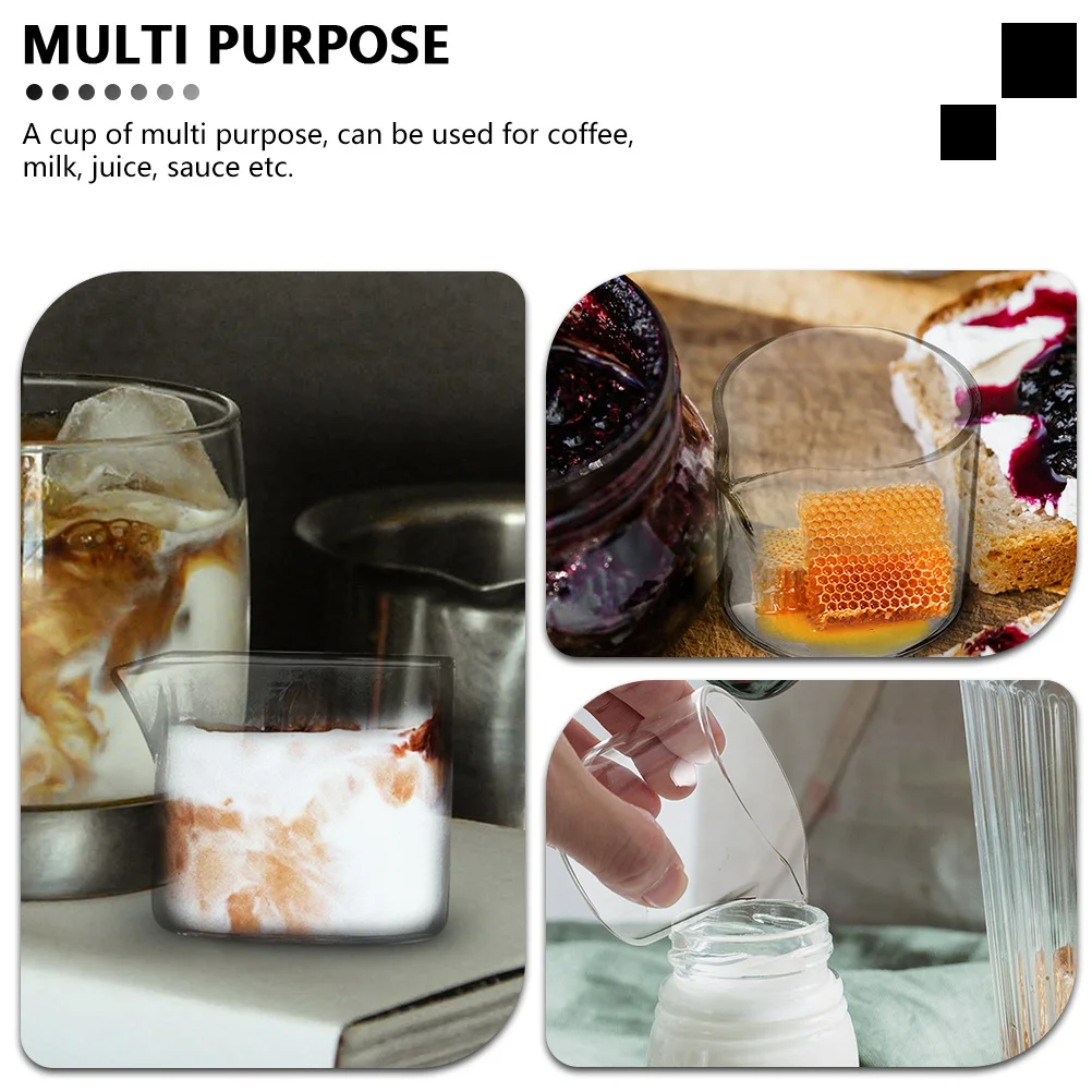 

Clear Glass Milk Cup Small Size Premium Quality Easy to Clean - Versatile Glass Milk Jug for Home Coffee Shop Dessert Restaurant