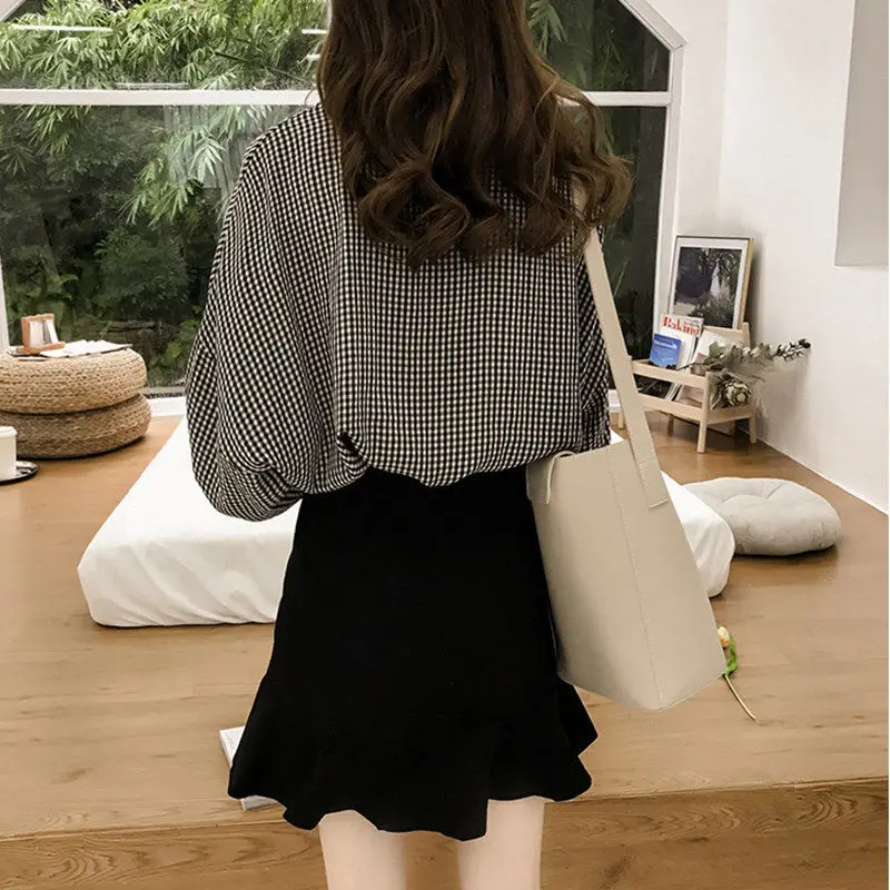 Camisas holgadas para mujer, M-4XL a cuadros que combinan con todo, manga larga, estilo coreano Harajuku, moda Retro, ropa de calle Chic Ulzzang, nueva y hermosa