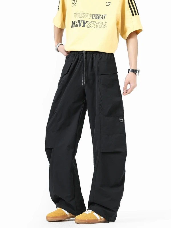 

Мужские летние брюки из ледяного шелка, быстросохнущие, прямого кроя, повседневные, в американском стиле, спортивные, модные, свободного кроя