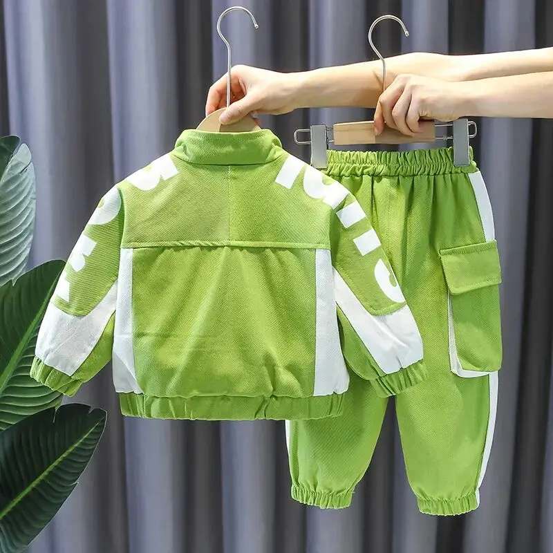 Conjunto de ropa de primavera y otoño para niños, abrigo de mezclilla, pantalones, 2 piezas, ropa deportiva informal de moda para bebés de 2 a 7 años