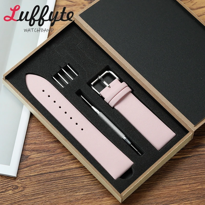 Schwarz Blau Rosa Grün Kalbsleder Armbanduhr Armband 18mm 20mm 22mm Handgelenk Armbänder Frauen Männer Ultra-dünne Ersatz Uhr Band