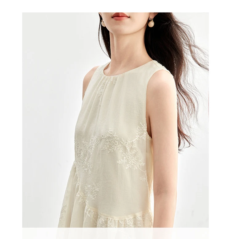 SENTUBILA Damen Sommerkleid 2026 Elegantes Damen-Sommerkleid mit Stickerei Ärmellos Urlaubskleid Langes Kleid für Frauen 151L58207 – Detail 12