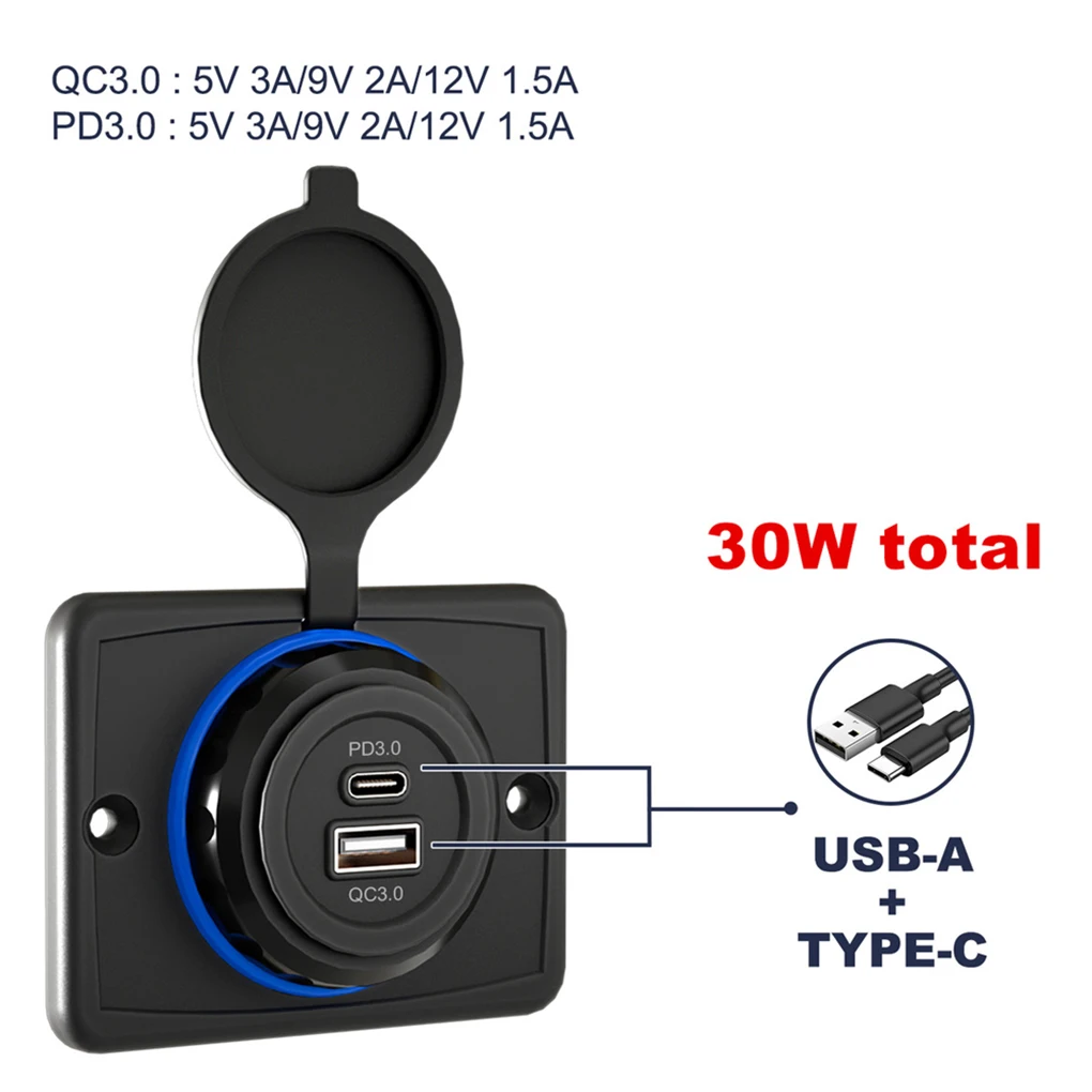 Dual-USB Vehicle-mounted Charger Socket with Indicator Light 12v 24v 3.1A Power Socket Suitable for Cars Boats Truck