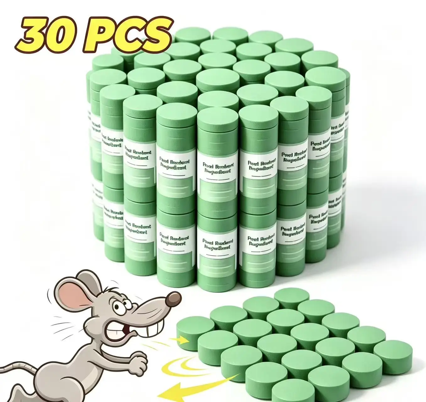 30pcs Mouse Repellent Tablets Pest Rodent Repellent Peppermint Oil Mouse Traps for Rat Mice Roach Indoor Outdoor Repellent Pelle