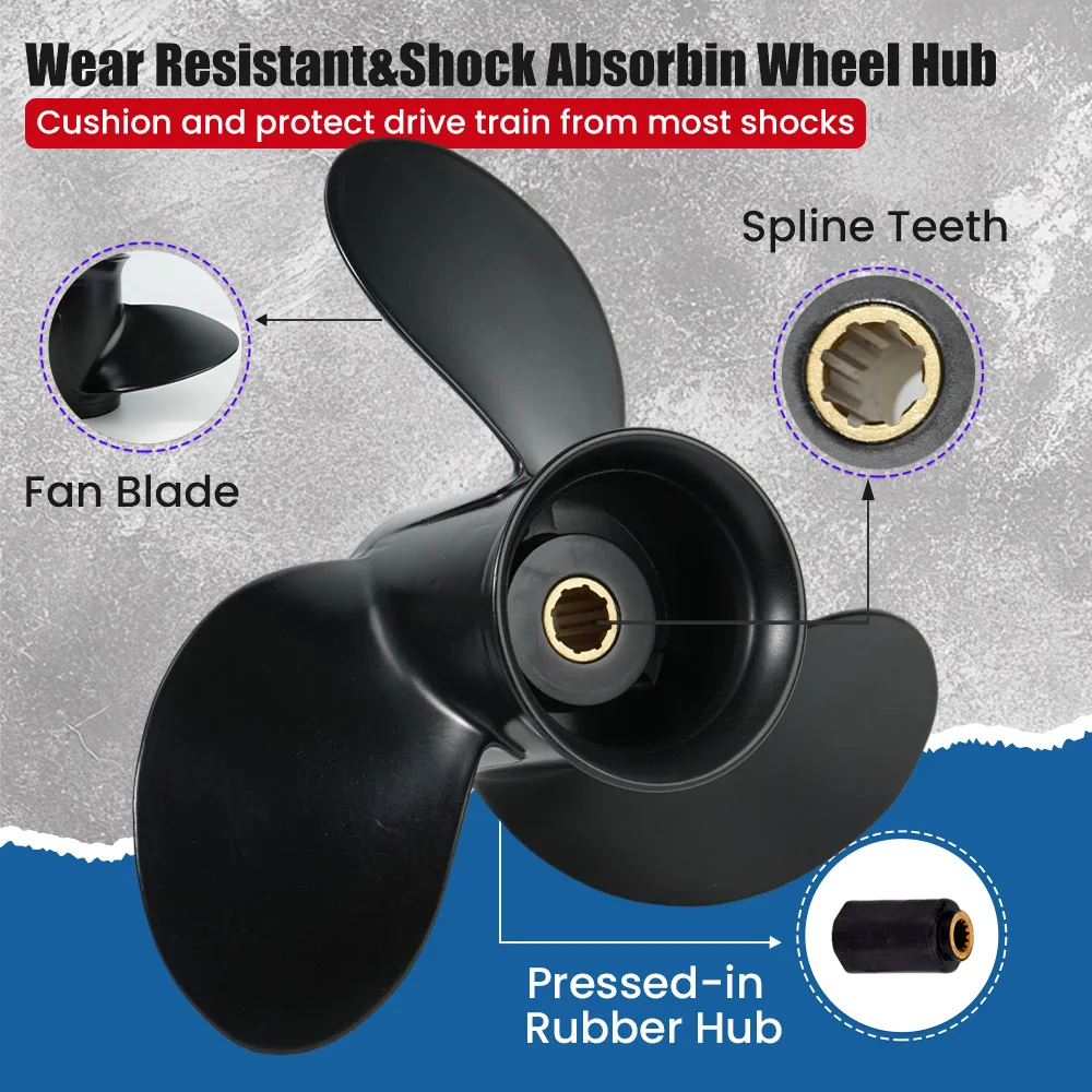 Outboard Propeller 9×9 for Mercury 6HP 8HP 9HP 15HP Boat Motor Engine Aluminum Alloy  Screw 3 Blade 8 Spline 48-828156A12