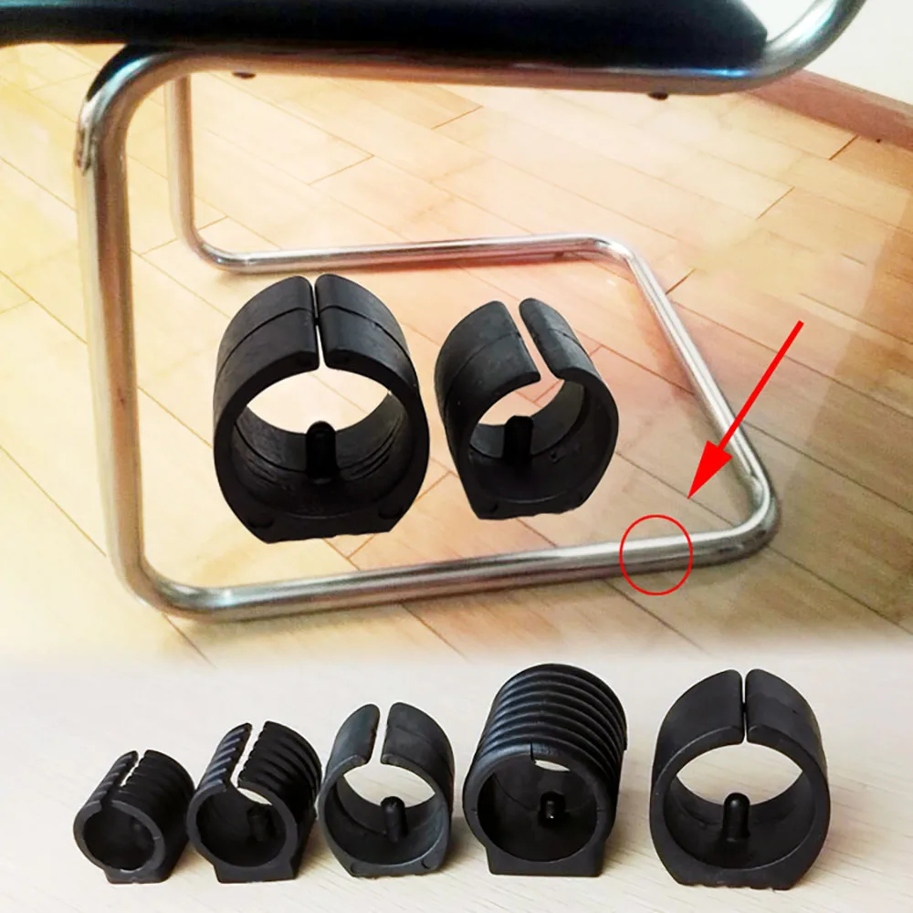 4pc Black/White Plastic Chair Feet Pad Home Office Desk Feet Non-Slip U-Type Pipe Clamp Floor Protector Anti-Front Tilt Tube Cap