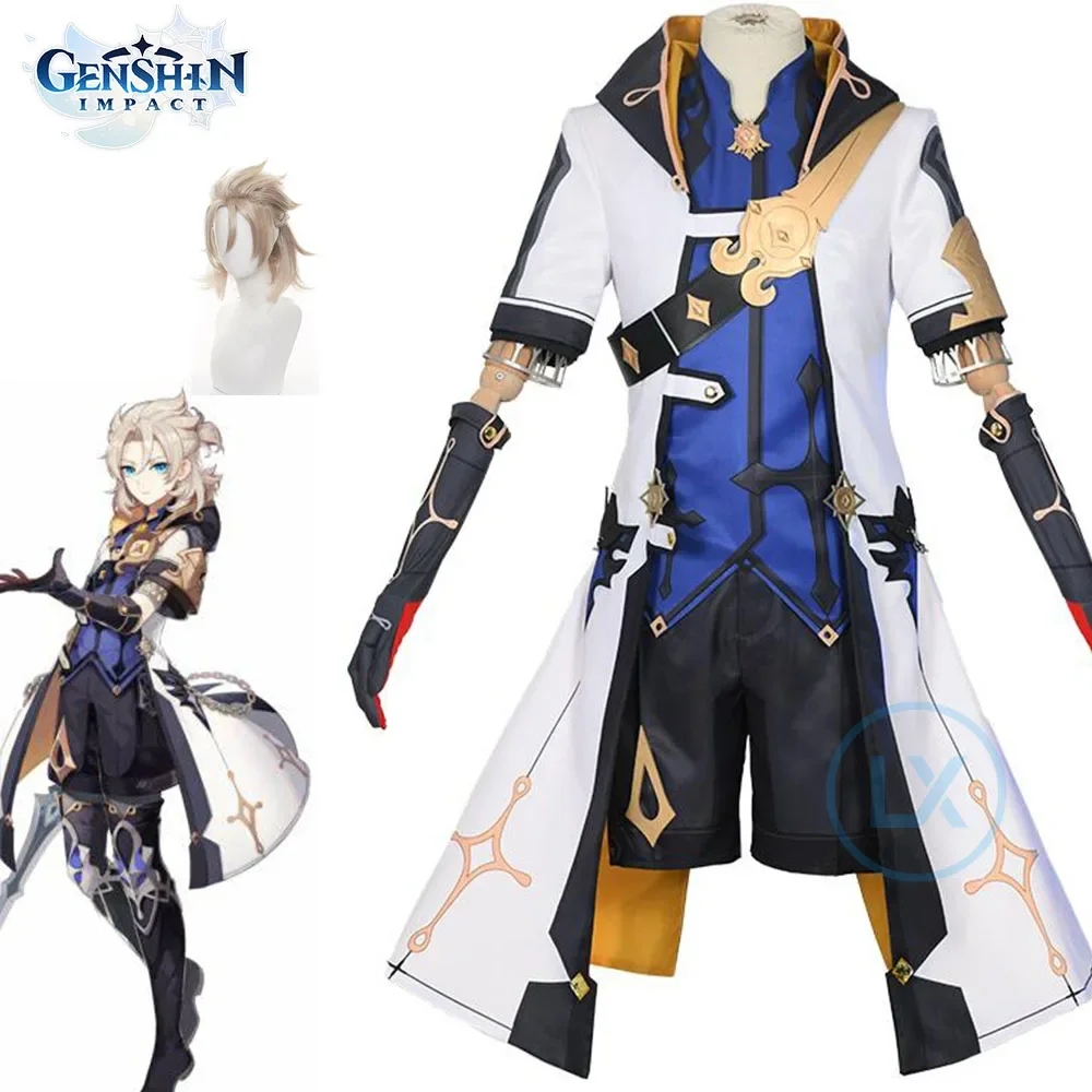 

Game Genshin Impact Albedo Cosplay Costume Wigs Anime Uniforms Halloween Carnival Outfits Men Costumes Custom Made