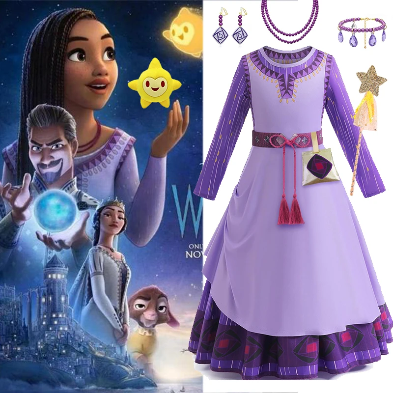 

Disney Asha Princess Costume Dress for Kids Girl Fancy Birthday Party Vestidos Carnival Children Cosplay Dress Up 2-10T