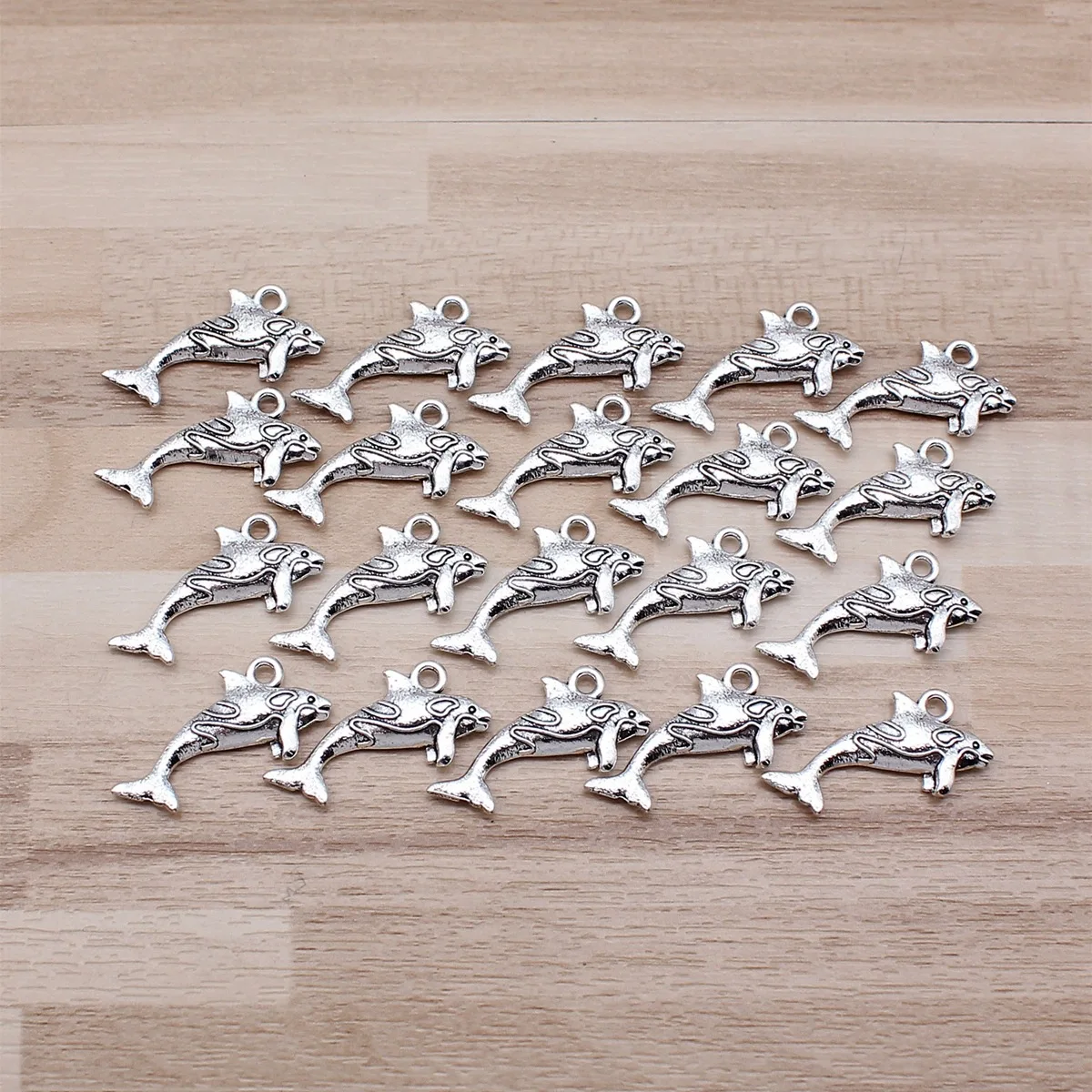 IFOCUS 20pcs/Lot Fish Charms For DIY Jewelry Making Zinc Alloy 24x12mm/0.94x0.47inch