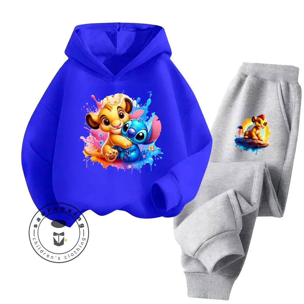 The Lion King Set di pantaloni con cappuccio a maniche lunghe in puro cotone disegni di cartoni animati perfettamente morbidi per bambini autunno