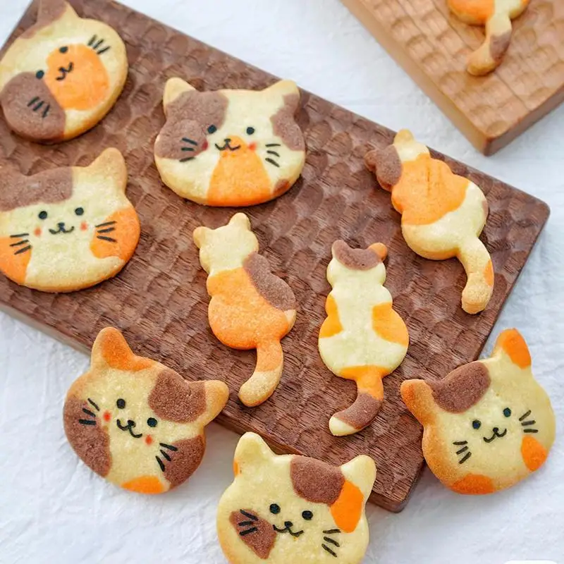 9PCS Cat Cookie Cutters Set, Food Grade Stainless Steel, Cartoon Biscuit Baking Mold, For DIY Pastry Fondant, Home Kitchen Use