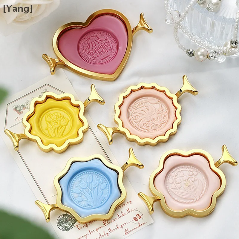 1pc Wax Seal Stamp Metal Mold Round Flower Heart Shape For Card Making Wedding Invitation Birthday Gifts Decoration