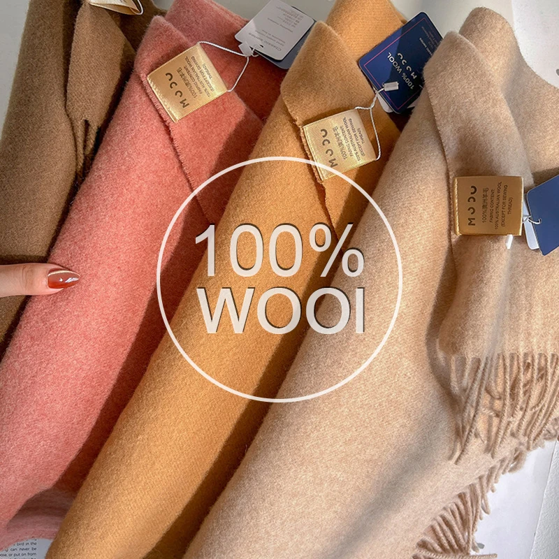 Szal damski ze 100% czystej wełny, ciepły zimowy szal kaszmirowy, wzór w szachownicę, dodatek dla par, wysokiej jakości szal wiatroodporny.