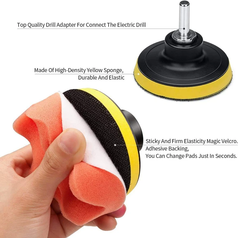 3/4/5'' Car Polishing Disc 11Pcs/Set Buffing Sponge Pads