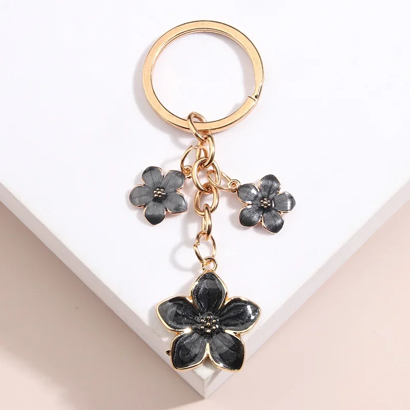 Cute Plant Keychain Sakura Flower Key Ring Enamel Key Chains For Women Girls Handbag Accessorie Car Keys DIY Sweet Jewelry Gifts image 3