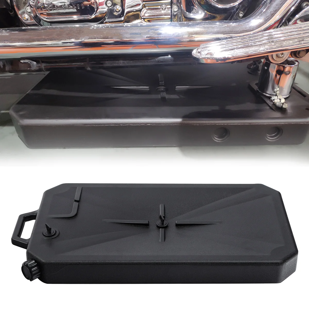 Motorcycle ABS Low Profile Oil Drain Pan w/ Spout For Harley Road King Street Electra Glide Standard Street 750 XG750 1984-2020