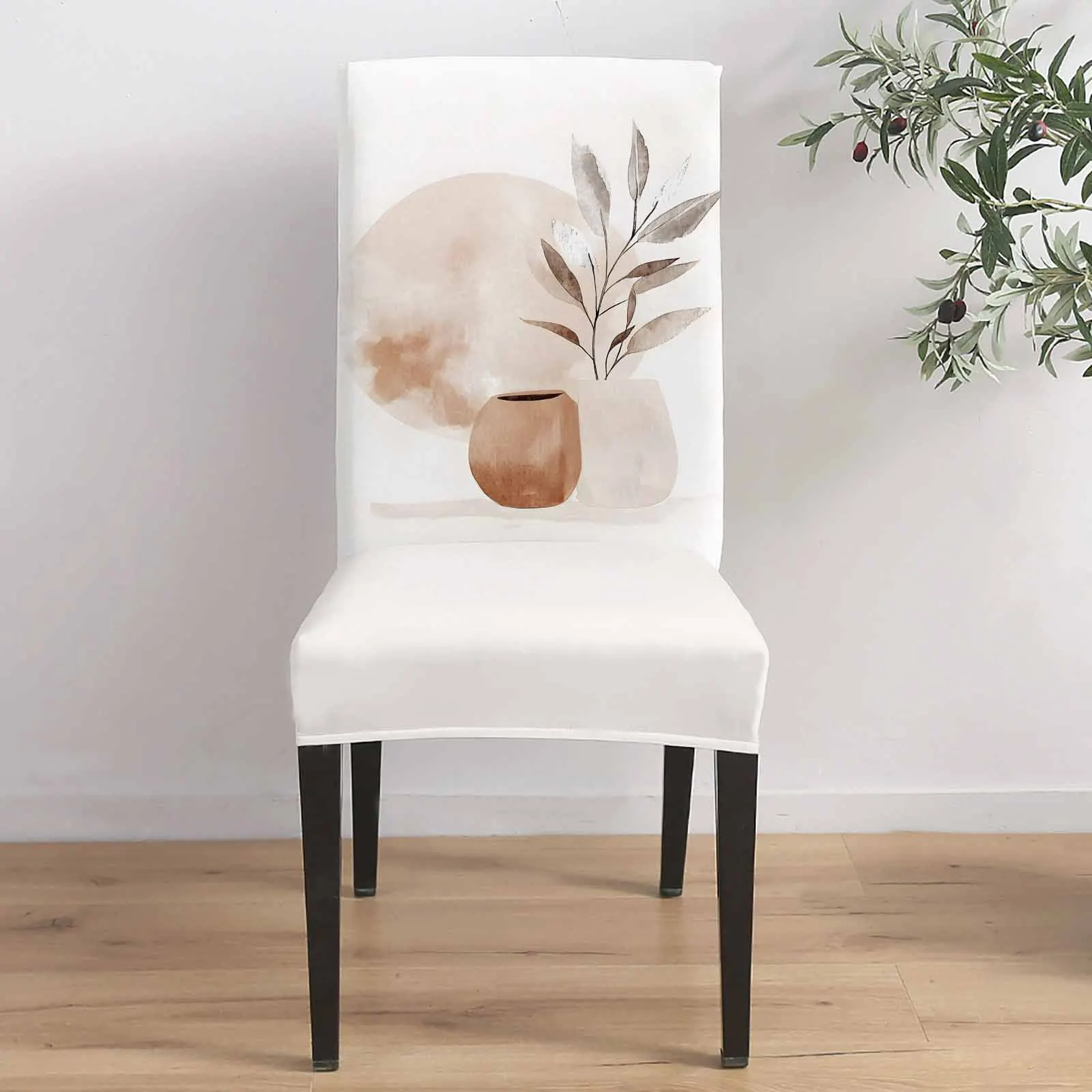 

Bohemian Color Block Art Chair Cover for Dining Room Spandex Stretch Seat Cover for Wedding Banquet Party Seat Case