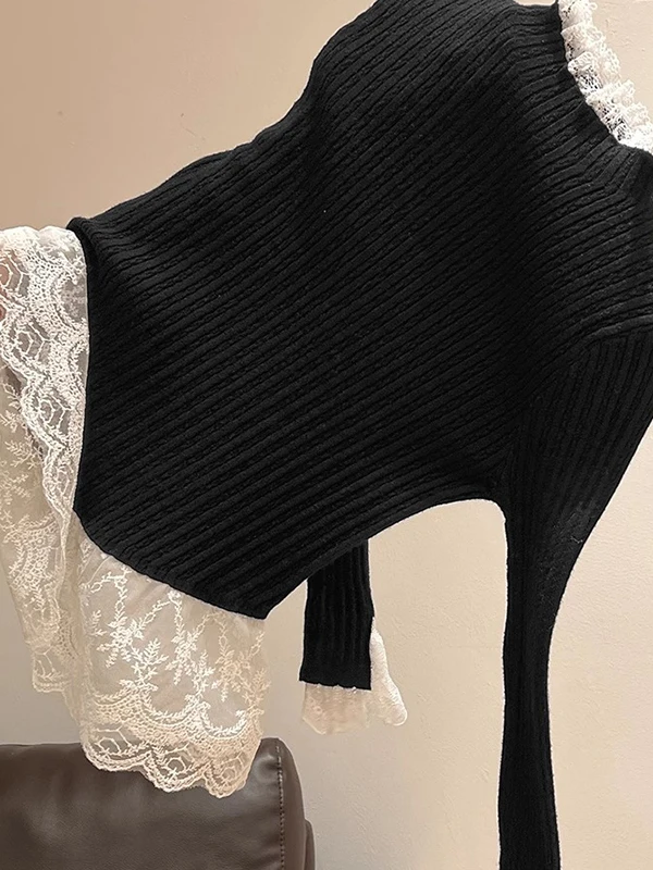 Damen-Strickoberteil mit Spitzenspleiß, hoher Kragen, schmale Passform, weiche, gemütliche Basisschicht, irt Inner Wear, French Sle Long Sve