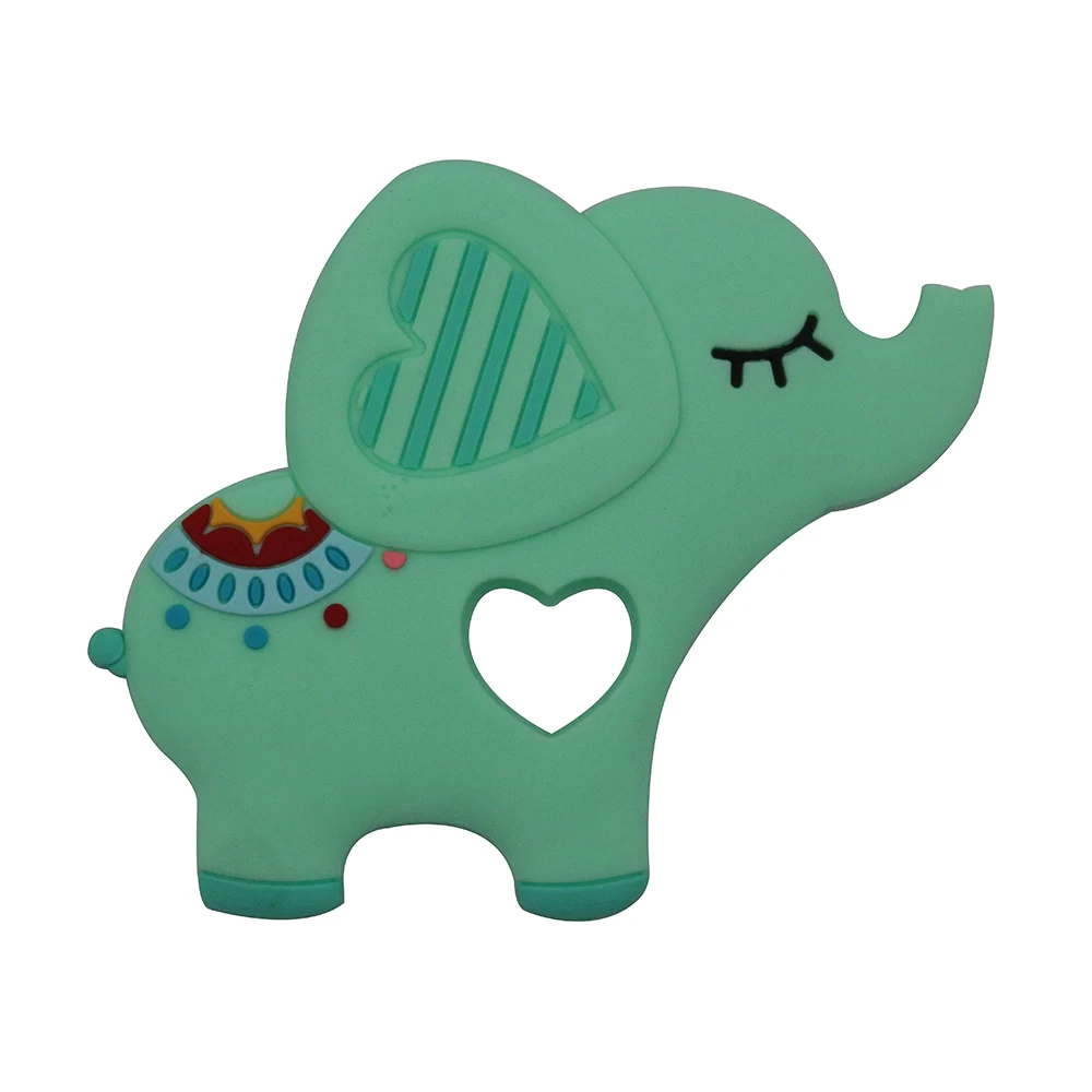 الفيل على شكل عضاضة للطفل ، DIY بها بنفسك مضغ عضاضة ، سلسلة مصاصة ، لعبة قلادة سيليكون ، لعبة التمريض ، تولد من جديد ، 1 قطعة #4