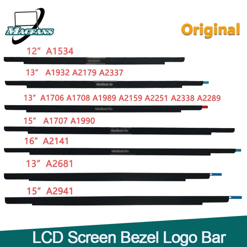 Oryginalny panel logo A1706 A1708 A2289 do MacBooka Pro Air A1932 A2141 A2681 Ekran LCD Szklane wykończenie Logo Bezel Przednia osłona wyświetlacza