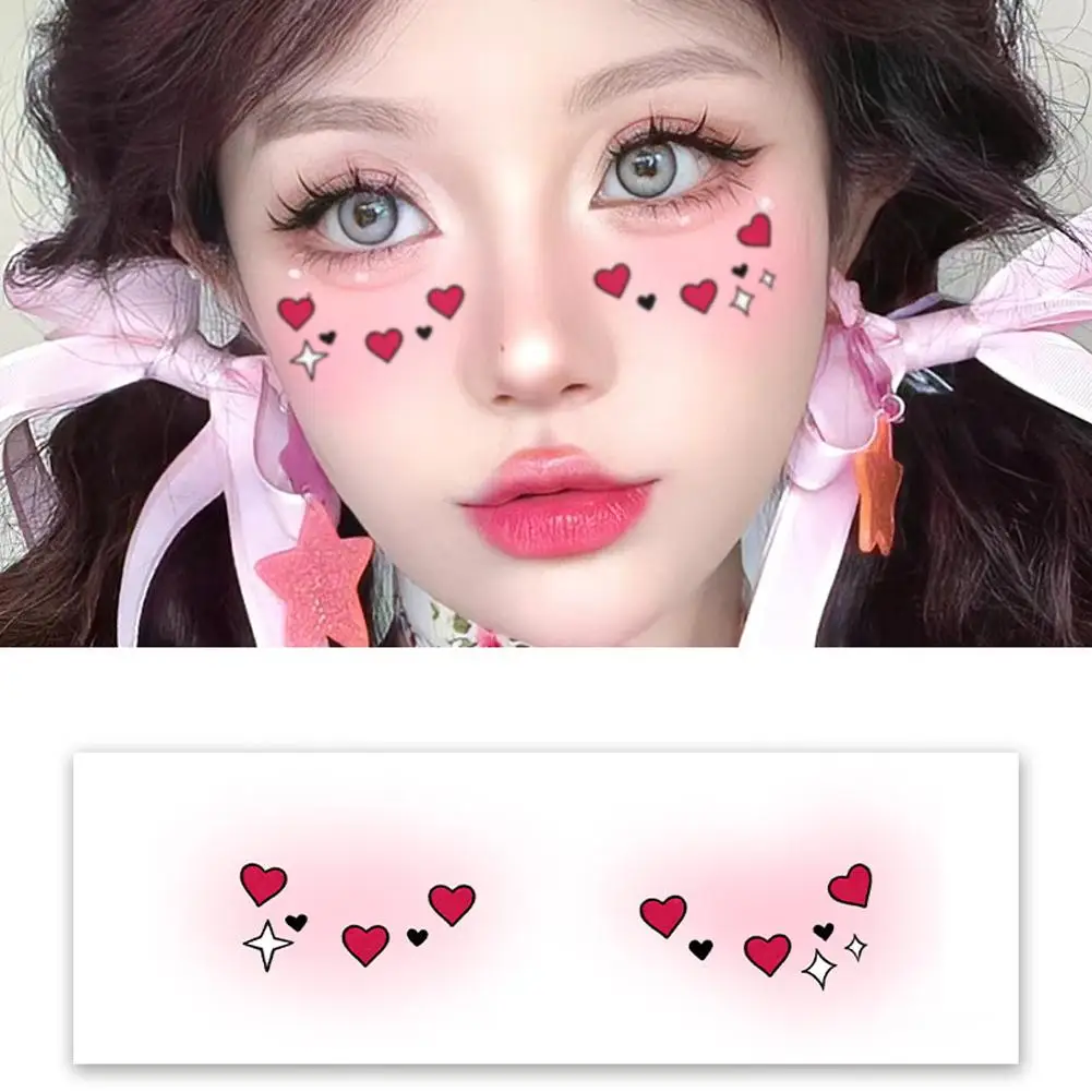 Christmas Makeup Face Stickers Disposable Tattoo Sticker Cute Xmas Tree Love Sweet Waterproof Korean Makeup Decorative Stickers