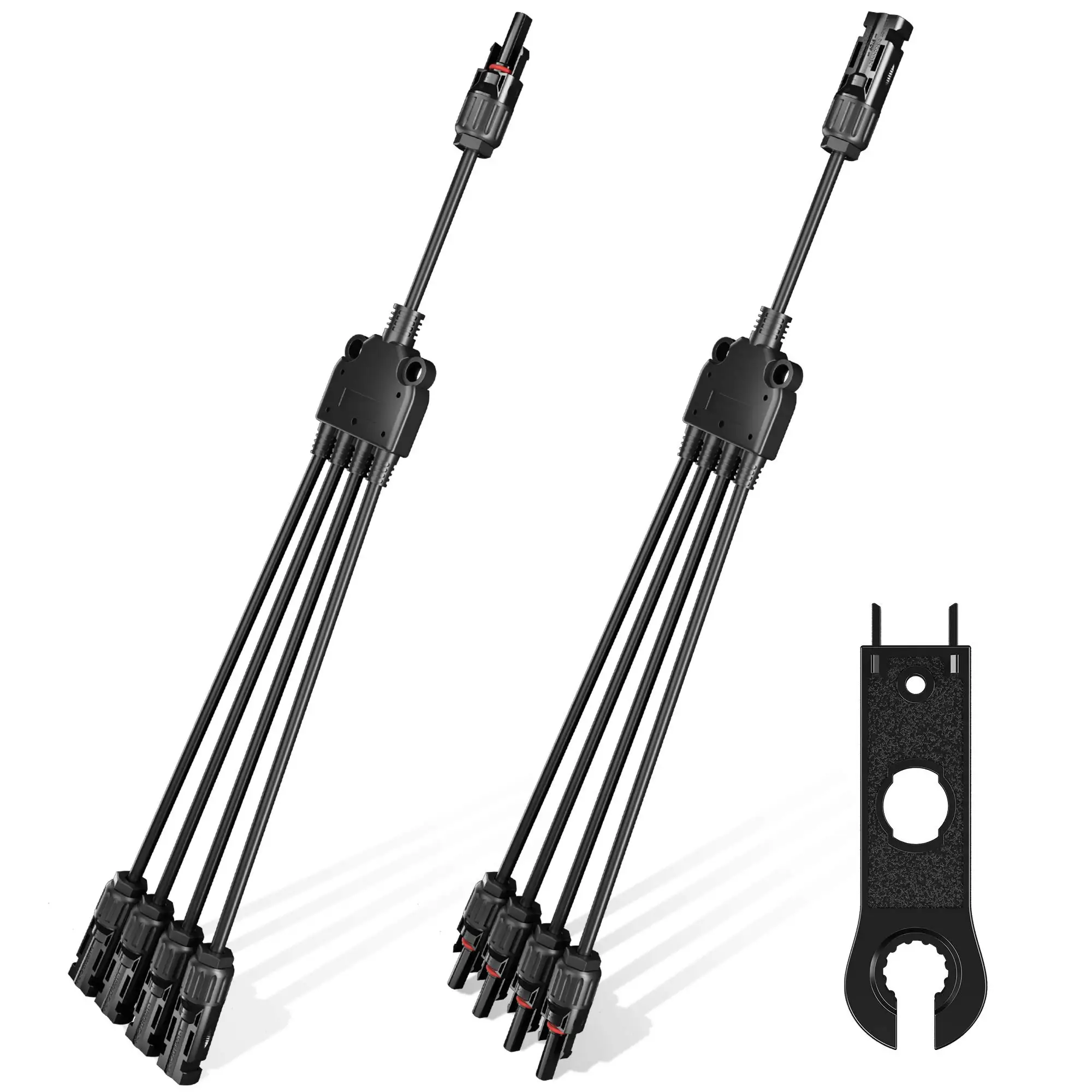 Solar Y Branch Adapter 1 to 4 - UL Certified Parallel Connectors Kit with M/FFF & F/MMM Plugs (Weatherproof)