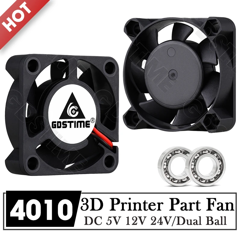 Gdstime 4010 Fan 24V 12V 5V 40mm*10mm Mini PC Case Cooling Fan 4CM Dual Ball&Sleeve Cooler Fan for 3D Printer Parts Cooling
