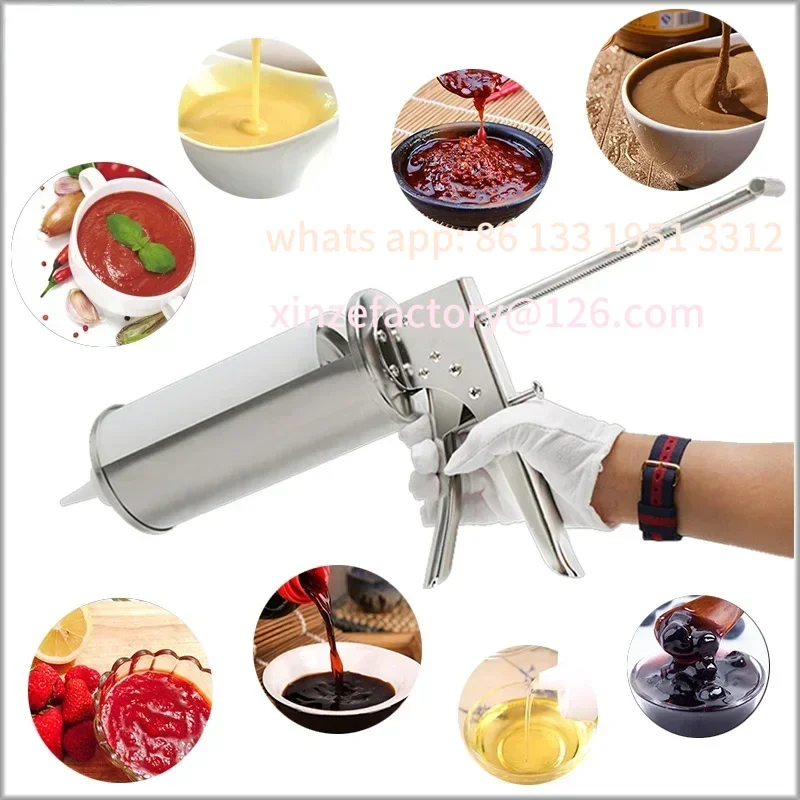 

Customizable Stainless steel Burger Sauce Gun Salad Dressing Dispenser 10g 20g Hamburger Jam Filler Bottle Squeezer Burgers Shop