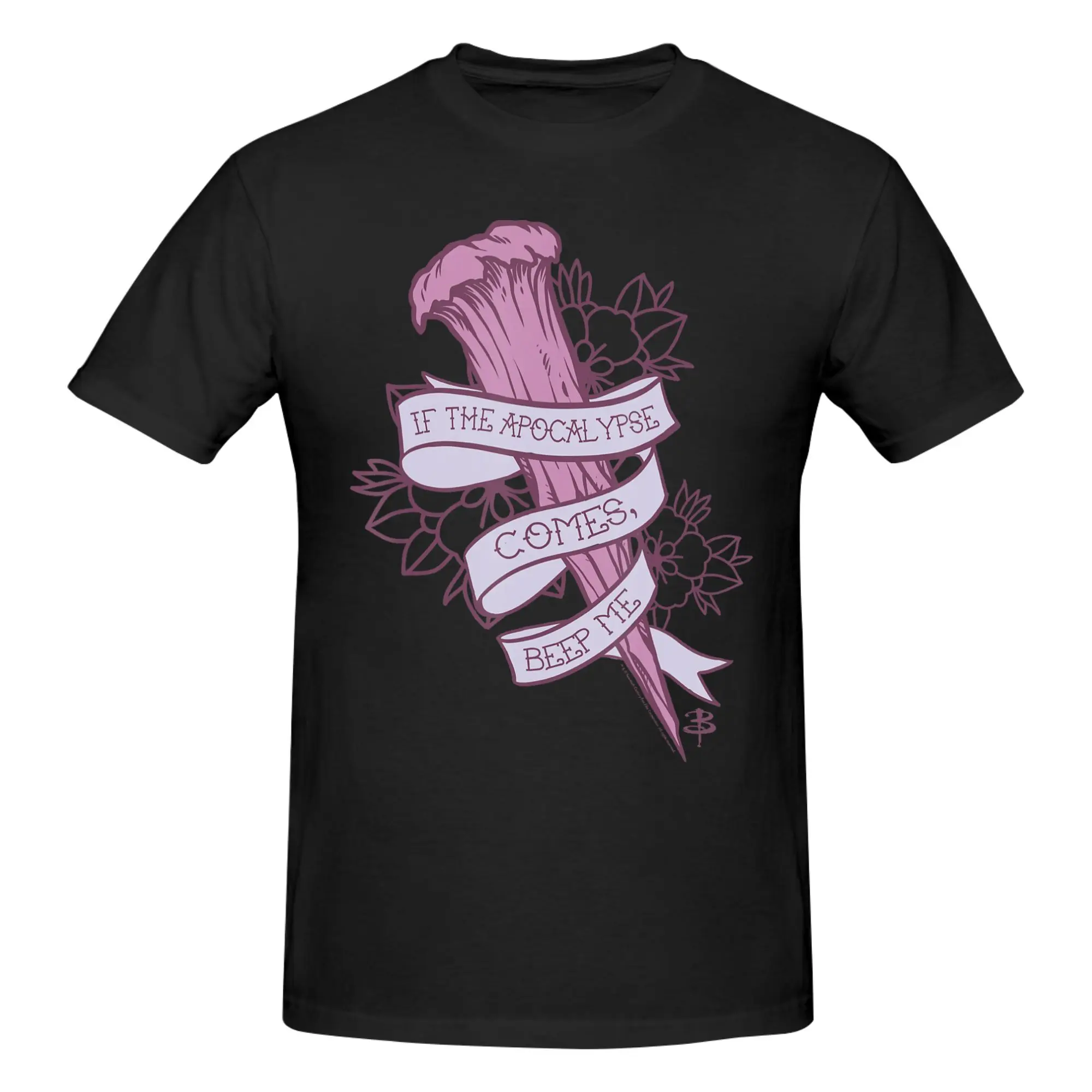 1 Piece  Apocalypse Comes Beep Me Funny 100% Cotton T-Shirt Gothic Buffy Hunter Tops Tees For Men