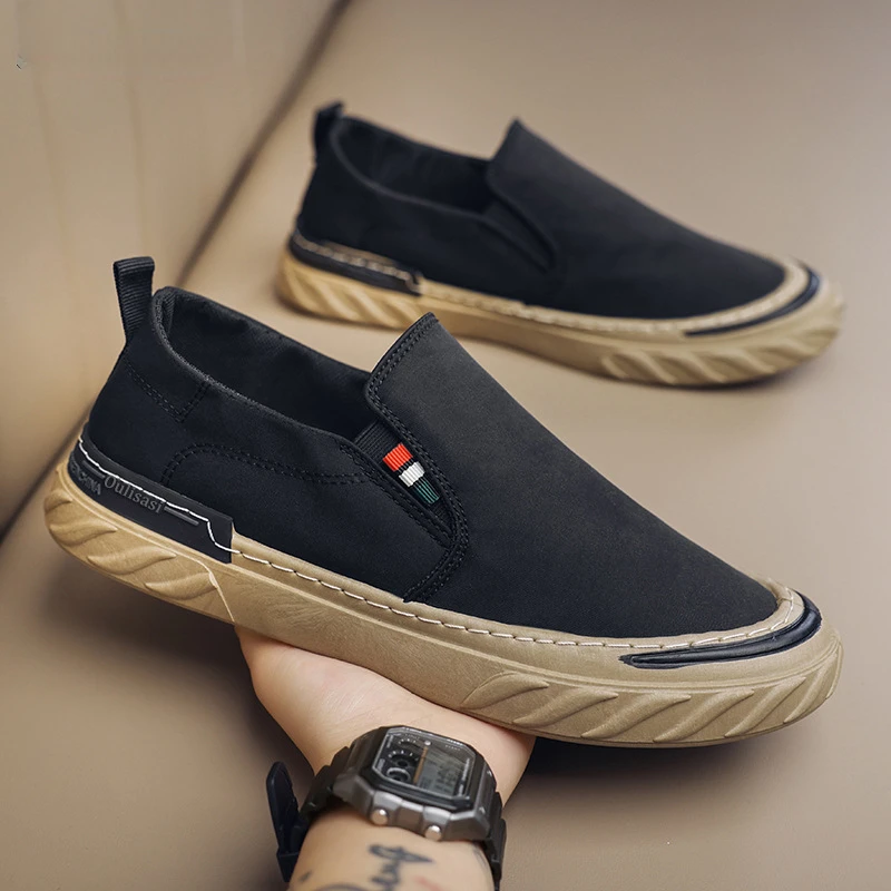 Canvas Loafers for men green Ice silk Casual Shoes High Quality Walking Footwear Breathable Linen Surface Flats sneakers male